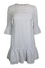 Load image into Gallery viewer, KATE SPADE New York White Scenic Route Lace Flounce Shift Dress (US 0 | UK 6)-The Freperie
