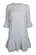 Load image into Gallery viewer, KATE SPADE New York White Scenic Route Lace Flounce Shift Dress (US 0 | UK 6)-The Freperie