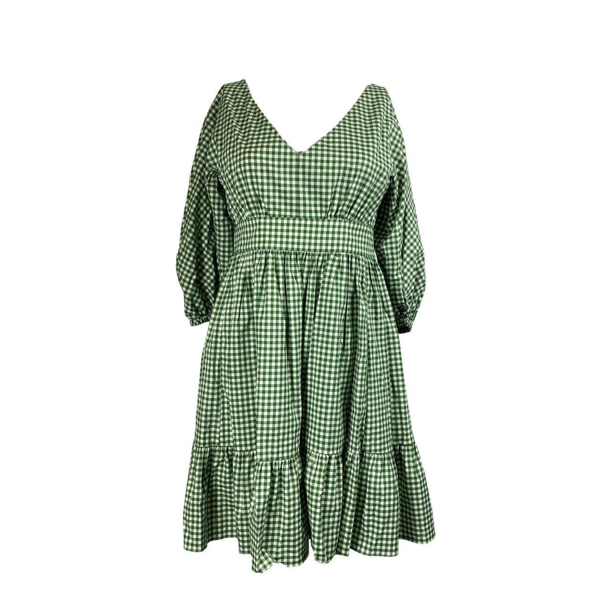 Kate Spade Green Checked Gingham Bodega Mini Dress Size US 6