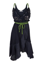 Load image into Gallery viewer, LILI PETRUS Black Silk Beaded Strappy Wrap Dress (IT 40)-Lili Petrus-The Freperie