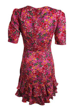 Load image into Gallery viewer, LIU JO Pink Floral Print 3/4 Sleeve Flounce Mini Dress (IT 38 | UK 06 | XXS)-The Freperie