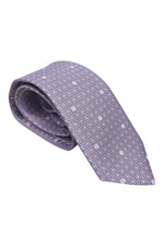 Load image into Gallery viewer, LOEWE 100% Silk Lilac Tie Geometric Circular Repeat (60&quot; L | 3.5&quot; W)-The Freperie
