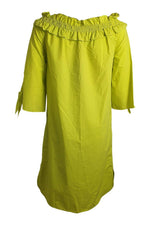 Load image into Gallery viewer, LUISA CERANO Mustard Yellow 100% Cotton Ruffle Collar Short Sleeved Dress (DE 34 | GB 8)-The Freperie