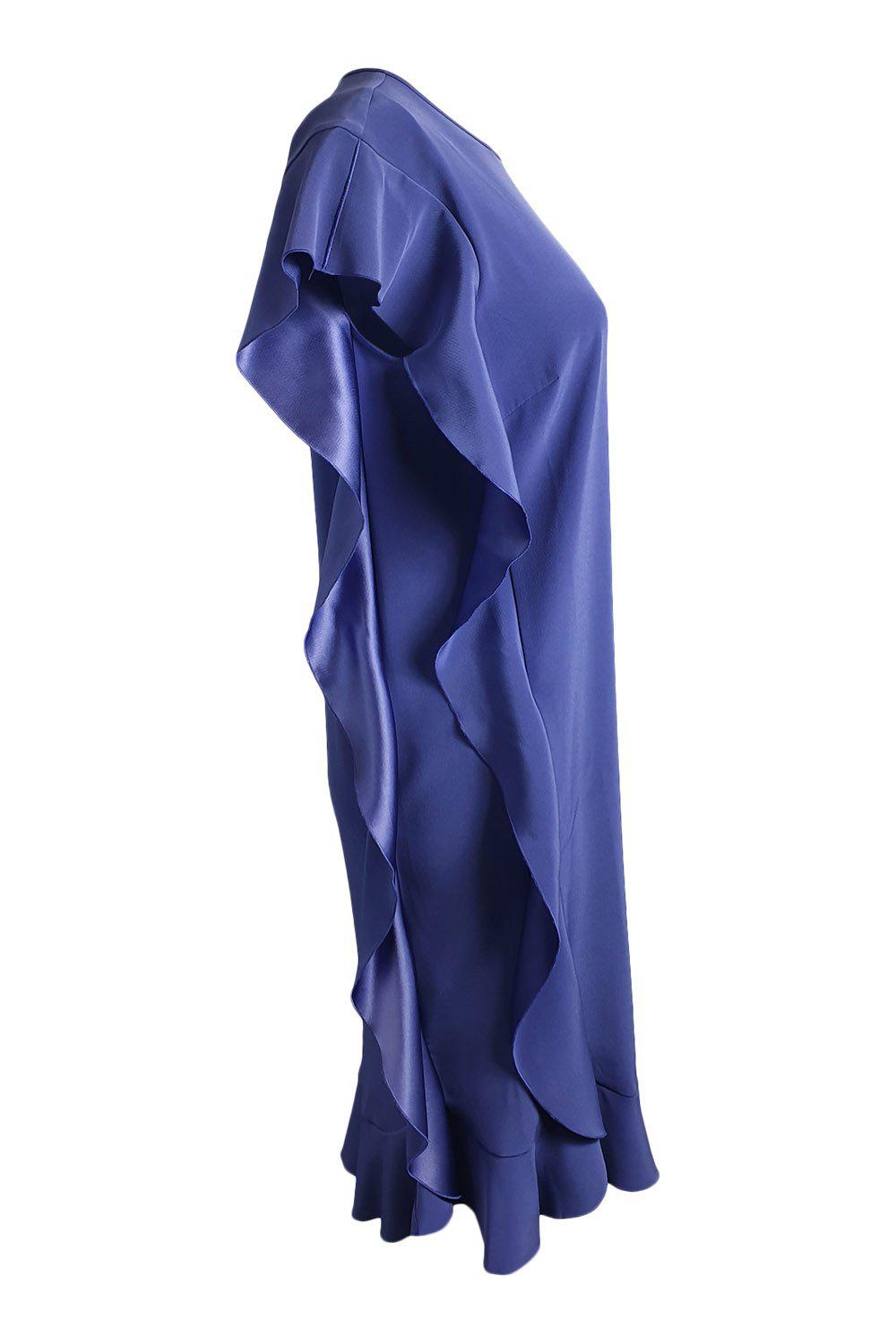 LUISA CERANO Purple Ruffle Side Sleeveless Knee Length Dress (DE 34 | GB 8)-The Freperie