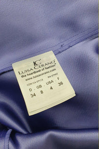 LUISA CERANO Purple Ruffle Side Sleeveless Knee Length Dress (DE 34 | GB 8)-The Freperie