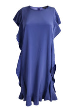 Load image into Gallery viewer, LUISA CERANO Purple Ruffle Side Sleeveless Knee Length Dress (DE 34 | GB 8)-The Freperie