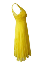 Load image into Gallery viewer, L.K. BENNETT Yellow Chiffon Sleeveless Dress (UK 8)-LK Bennett-The Freperie