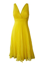 Load image into Gallery viewer, L.K. BENNETT Yellow Chiffon Sleeveless Dress (UK 8)-LK Bennett-The Freperie