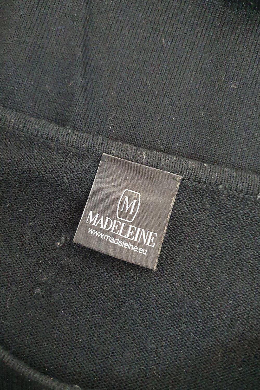 MADELEINE Black Virgin Wool Beaded Shoulder Long Sleeve Jumper (UK 14)-Madeleine-The Freperie