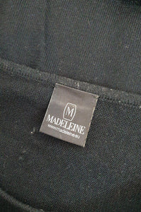 MADELEINE Black Virgin Wool Beaded Shoulder Long Sleeve Jumper (UK 14)-Madeleine-The Freperie