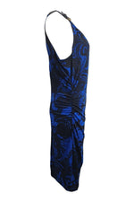 Load image into Gallery viewer, MICHAEL KORS Blue Halter Neck Graphic Print Jersey Bodycon Dress (L)-Michael Kors-The Freperie
