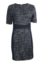 Load image into Gallery viewer, MICHAEL KORS Navy Blue Graphic Print Short Sleeved Shift Dress (US 4)-Allude-The Freperie