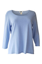 Load image into Gallery viewer, MILLI Lavender Blue 3/5 Sleeve Silk Mix Top (XL)-Milli-The Freperie
