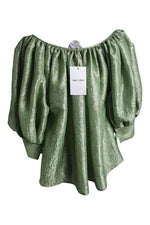 Load image into Gallery viewer, NIKKI CHASIN Avocado Green Juli 3/4 Puff Sleeve Top (L)-Nikki Chasin-The Freperie
