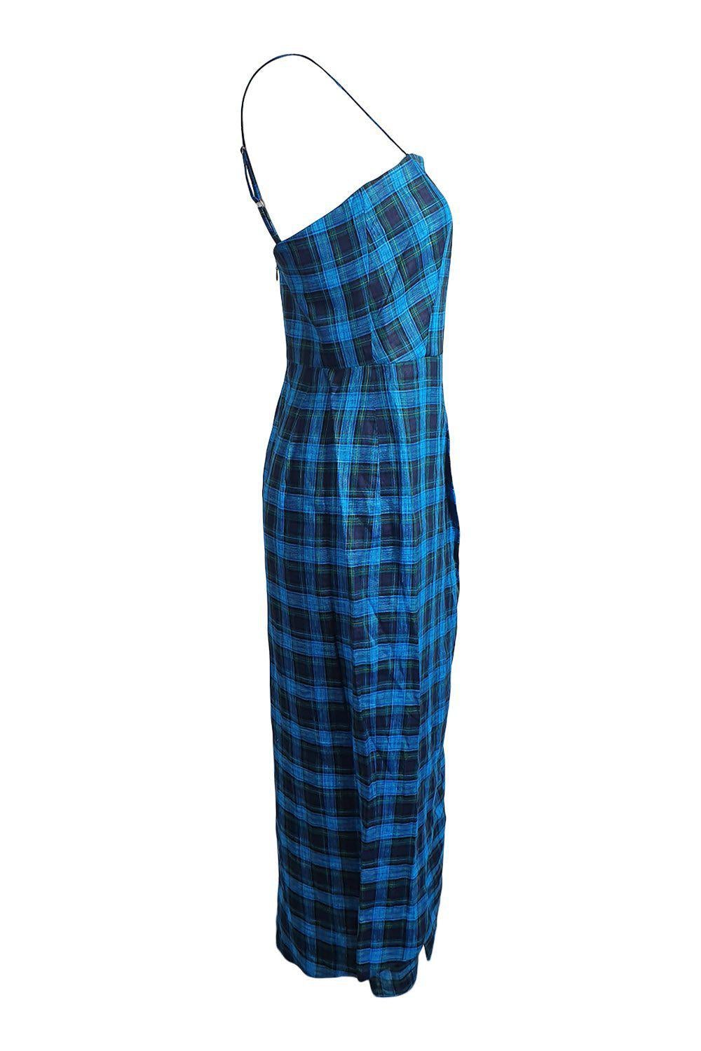 OSMAN LONDON SS 2019 100% Cotton Blue Gingham Corset Dress (UK 08)-The Freperie