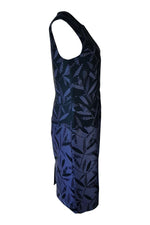 Load image into Gallery viewer, PAUL SMITH Silk Blue Green Leaf Print Sleeveless Shift Dress (IT 44)-Paul Smith-The Freperie