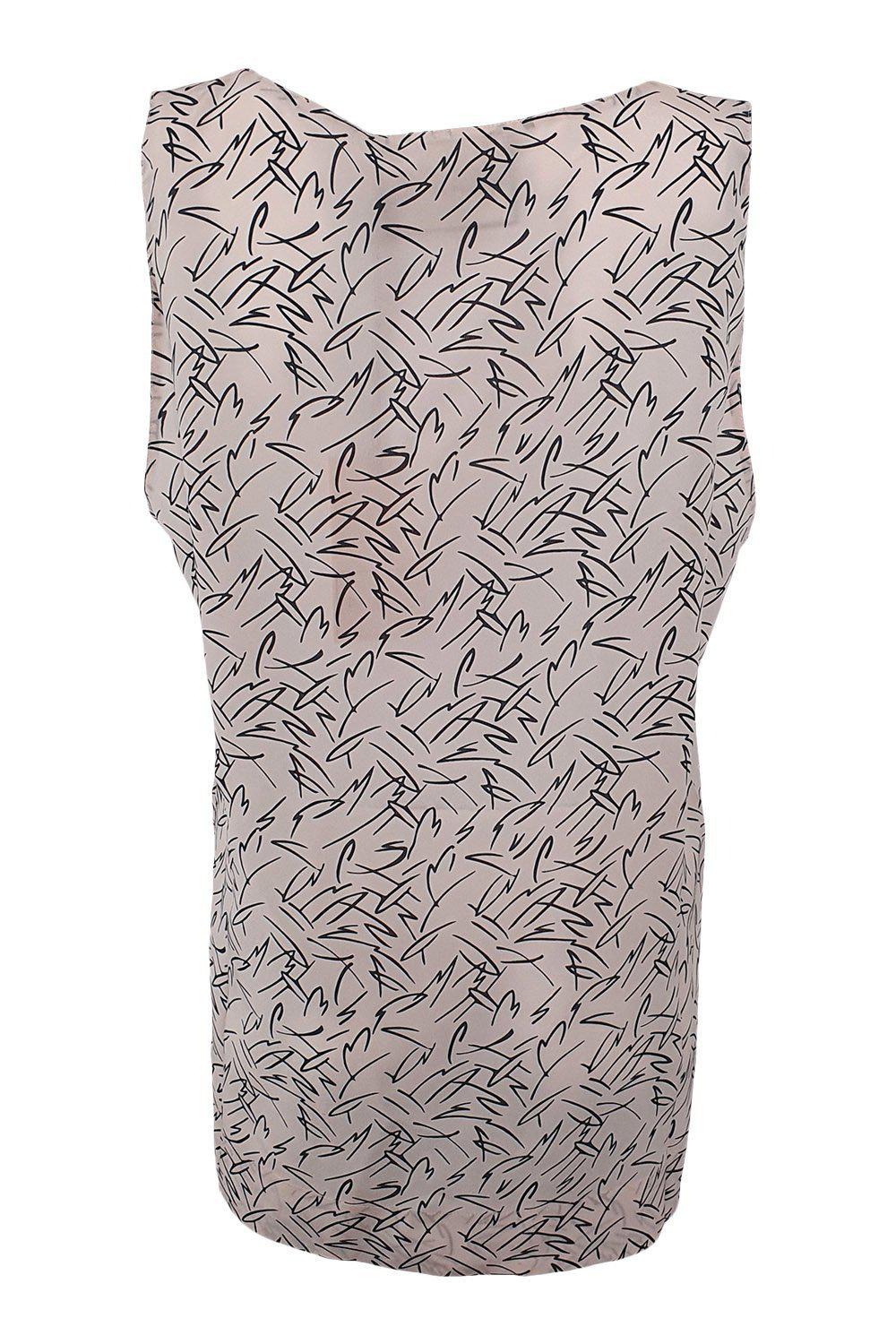 PLAN C Pale Pink Geometric Print Vest Top 100% Silk (42)-PLAN C-The Freperie