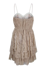 Load image into Gallery viewer, ROBERT RODRIGUEZ Gold Lace Tiered Mini Dress (6)-Robert Rodriguez-The Freperie