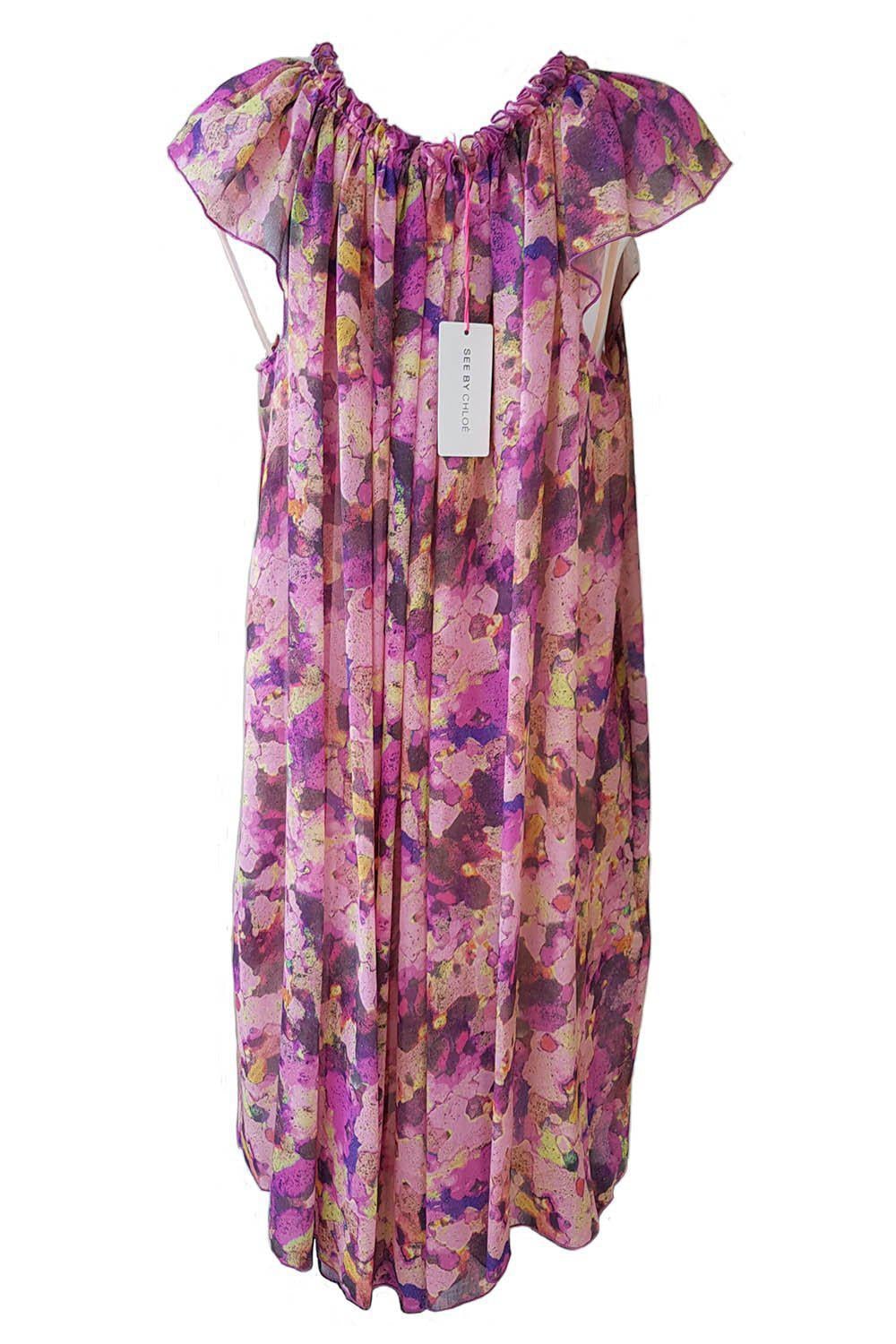 SEE BY CHLOÉ Silk Mix Chiffon Dress UK 12-See By Chloe-The Freperie