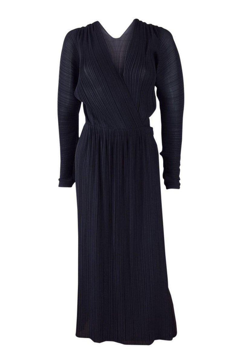 STELLA McCARTNEY Black Plisse Long Sleeve Pleated Faux Wrap Dress (UK – The  Freperie
