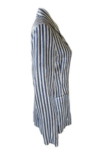 Load image into Gallery viewer, STEPHAN JANSON Blue Silver Stripe Glitter Blazer (44)-Stephan Janson-The Freperie