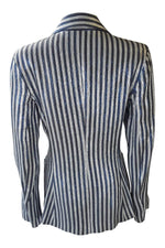Load image into Gallery viewer, STEPHAN JANSON Blue Silver Stripe Glitter Blazer (44)-Stephan Janson-The Freperie