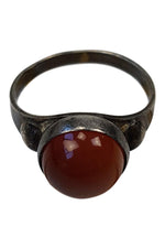Load image into Gallery viewer, STERLING SILVER Handmade Ring Amber Glass Stone Set (K)-The Freperie
