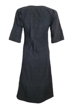 Load image into Gallery viewer, SUZON DE JARDIN Black Linen Scoop Neck Midi Dress (XS)-The Freperie