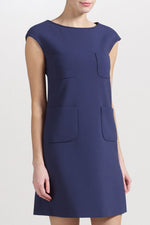 Load image into Gallery viewer, TARA JARMON MARINE MULTI-POCKET SHIFT DRESS FR 40 UK 12-Tara Jarmon-The Freperie