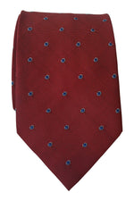 Load image into Gallery viewer, THE BURTON COLLECTION Metallic Red Tie With Blue Dotted Repeat (57")-The Burton Collection-The Freperie