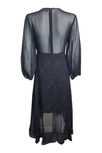 THE KOOPLES Black Paisley Print Long Sleeved Midi Dress (1 | EU 36 | UK 10 | IT 42)-The Freperie