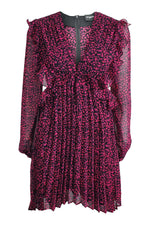 Load image into Gallery viewer, THE KOOPLES Black Pink Floral Repeat Sheer Mini Dress (1 | EU 36 | UK 10 | IT 42)-The Freperie
