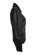 Load image into Gallery viewer, THE KOOPLES Black Washed Lambs Leather Zip Front Biker Jacket (XS)-The Kooples-The Freperie