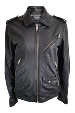 Load image into Gallery viewer, THE KOOPLES Black Washed Lambs Leather Zip Front Biker Jacket (XS)-The Kooples-The Freperie