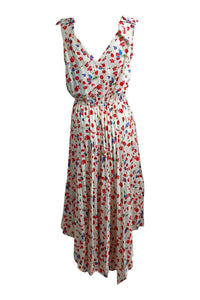 THE KOOPLES Ivory Satin Asymmetric Hem Midi Dress (1 | EU 36 | UK 10 | IT 42)-The Freperie