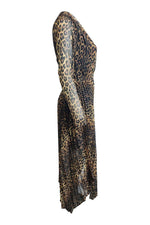 Load image into Gallery viewer, THE KOOPLES Leopard Print Scarf Hem Pleated Midi Dress (1 | EU 36 | UK 10 | IT 42)-The Freperie