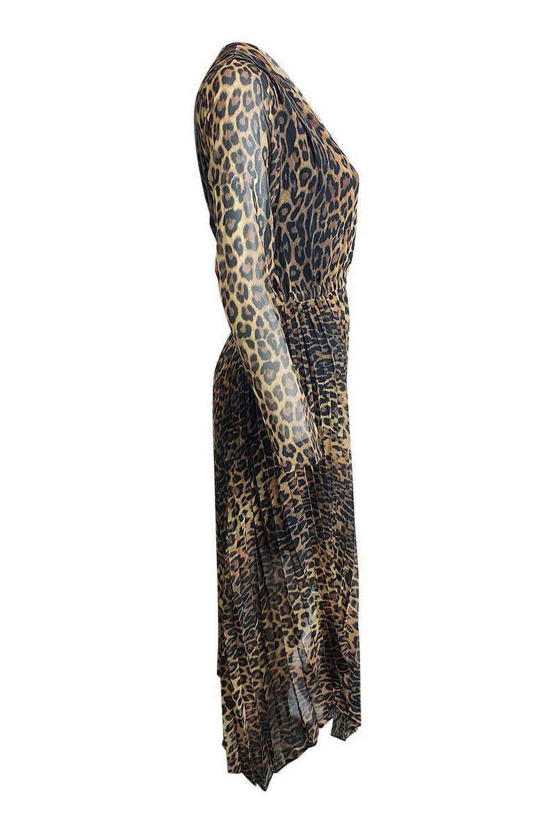 The Kooples Leopard Print Scarf Hem Pleated Midi Dress 1 Eu 36 Uk