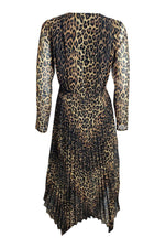 Load image into Gallery viewer, THE KOOPLES Leopard Print Scarf Hem Pleated Midi Dress (1 | EU 36 | UK 10 | IT 42)-The Freperie