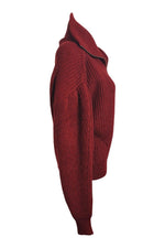 Load image into Gallery viewer, THE KOOPLES Red Mix Cable Knit Zipped Roll Neck Jumper (2 | UK 12 | EU 38)-The Freperie
