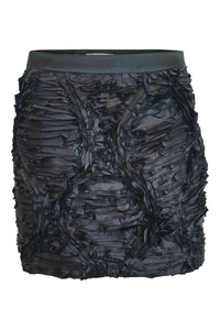 TIBI Black Silk Rose Petal Applique Mini Skirt (S)-The Freperie