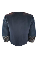 Load image into Gallery viewer, TORY BURCH Black Beige Peggy Calf Trim Wool Blend Jacket (4)-Tory Burch-The Freperie