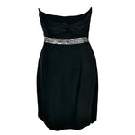 Load image into Gallery viewer, Tibi Black Mini Dress with silver waist belt detail UK 10 | US 6-The Freperie
