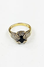 Load image into Gallery viewer, 9K YELLOW GOLD 0.20 CT Diamond &amp; 0.5CT Sapphire Ring Size O-The Freperie-The Freperie
