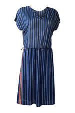 Load image into Gallery viewer, UNBRANDED Vintage Blue Pinstripe Dress-Unbranded-The Freperie