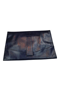 UNLABELLED VINTAGE 1960s 1970s Navy Blue Leather Flap Front Purse (M)-Unlabelled-The Freperie