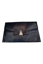 Load image into Gallery viewer, UNLABELLED VINTAGE 1960s 1970s Navy Blue Leather Flap Front Purse (M)-Unlabelled-The Freperie

