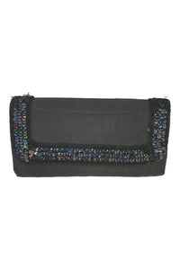 UNLABELLED VINTAGE black sequin decorated clutch purse (M)-Unlabelled-The Freperie