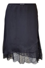 Load image into Gallery viewer, VALENTINO Black Silk and Lace Mini Skirt-Valentino-The Freperie