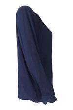 Load image into Gallery viewer, VALENTINO Navy Blue 100% Silk Pin Tuck Blouse (40 / 6)-Valentino-The Freperie