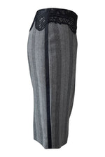 Load image into Gallery viewer, VERSACE Grey Lace Edged Pencil Skirt (IT 38)-Versace-The Freperie